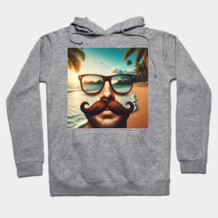 Mustache on a Beach Vacation Hoodie